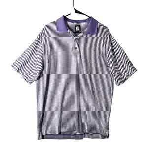 FootJoy Golf Polo Short Sleeve Purple Striped Shirt Plantation Club Mens Medium
